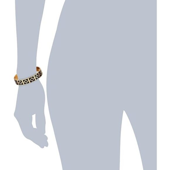 💕TRINA TURK💕 Enamel Bangle Bracelet ~ Black & Gold Brick Logo Design NWOT - Picture 9 of 9